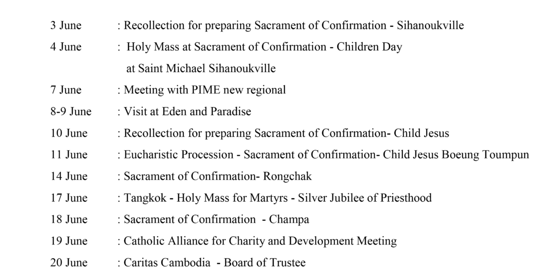 The Activities of Bishop Olivier schmitthaeusler, MEP Apostoli Vicaf of Phnom penh in December 2023